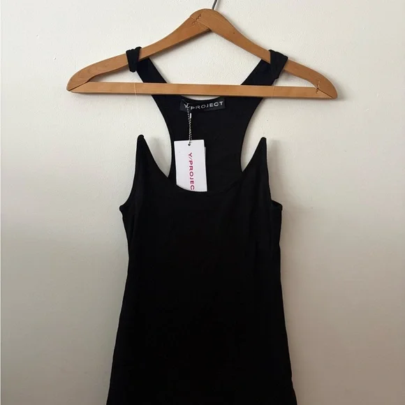 Y/Project Black Racerback Ribbed Tank - Picture 1 of 4